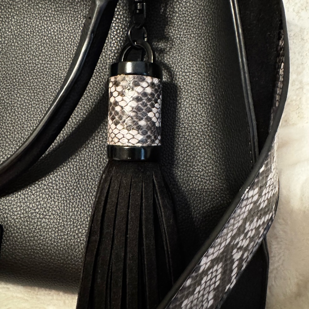 Aldo Black Satchel with Snake Print Accent - Picture 3 of 5